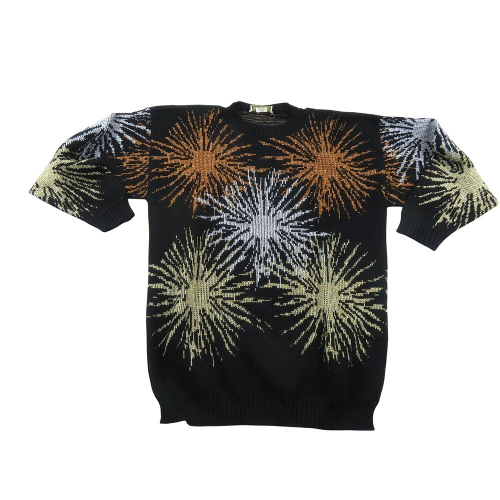 Sparkly Starburst Sweater: Dana Scott Black, Sz M, 1980s